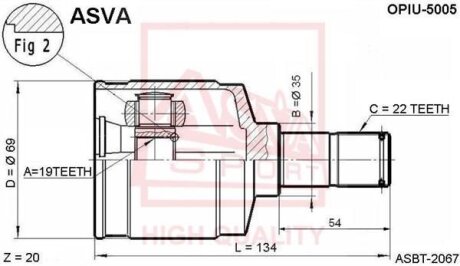 ШРУС ВНУТРЕННИЙ 19x35x22 (CHEVROLET MATIZSPARK (M100) 1998-2005) ASVA opiu5005