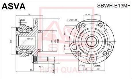 СТУПИЦА ПЕРЕДНЯЯ С МАГНИТНЫМ КОЛЬЦОМ АБС (SUBARU LEGACY B13 2003-) Subaru Impreza, Tribeca ASVA sbwh-b13mf