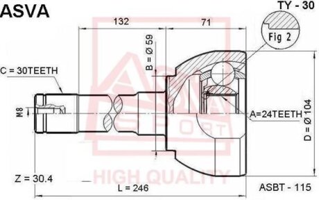 ШРУС НАРУЖНЫЙ 24x59x30 (TOYOTA LAND CRUISER 80 FZJ80HDJ81HZJ80 1990-2001) ASVA ty-30