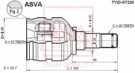 ШРУС ВНУТРЕННИЙ ЛЕВЫЙ 23X35X20 (TOYOTA AVENSIS AT220ZZT220 1997-2003) ASVA tyidst220