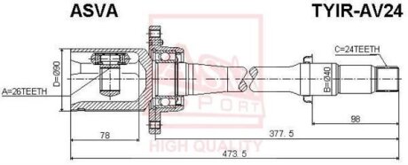 ШРУС ВНУТРЕННИЙ ПРАВЫЙ 26X40X24 (TOYOTA AVENSIS ADT25#AZT25#CDT250ZZT25# 2003-20 ASVA tyirav24