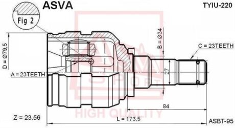 ШРУС ВНУТРЕННИЙ 23X34X23 (TOYOTA AVENSIS AT220ZZT220 1997-2003) Toyota Corolla, Auris ASVA tyiu220