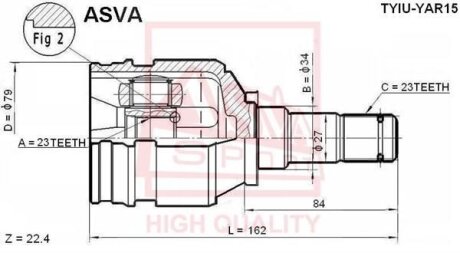 ШРУС ВНУТРЕННИЙ 23X34X23 (TOYOTA LVNCRETRNMRN AE100 1991-1998) ASVA tyiuyar15