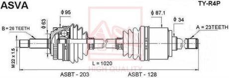 ПРИВОД ПРАВЫЙ 23X1020X26 (TOYOTA RAV4 00-) ASVA ty-r4p