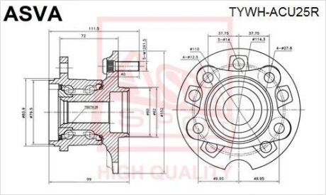 СТУПИЦА ЗАДНЯЯ (RX300 MCU35 2003-2006) ASVA tywh-acu25r
