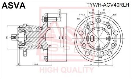 СТУПИЦА ЗАДНЯЯ ЛЕВАЯ (TOYOTA CAMRY ACV30MCV30 2001-2006) ASVA tywh-acv40rlh