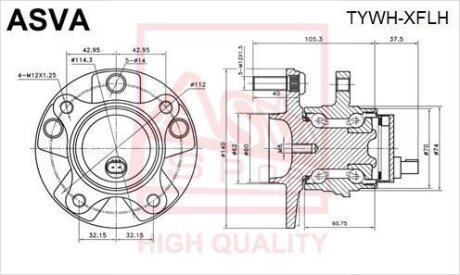СТУПИЦА ПЕРЕДНЯЯ ЛЕВАЯ (TOYOTA MARK X GRX120 2004-2009) ASVA tywhxflh