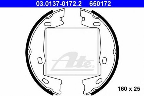 Купити Колодки гальмівні барабанні Комплект Opel Kadett, Vectra, Omega, Astra, SAAB 900, 9-5, 9-3 ATE 03013701722 (фото1) підбір по VIN коду, ціна 997 грн.