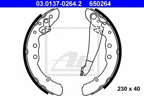 Купить Колодки тормозные барабанные Комплект Audi 100, 80, Volkswagen Golf, Passat, Caddy, Jetta ATE 03013702642 (фото1) подбор по VIN коду, цена 1419 грн.