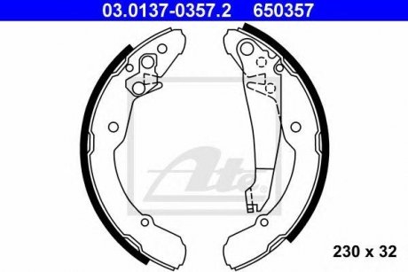 Купити Гальмівні колодки барабані Volkswagen Caddy, Skoda Roomster, Octavia ATE 03013703572 (фото1) підбір по VIN коду, ціна 1655 грн.