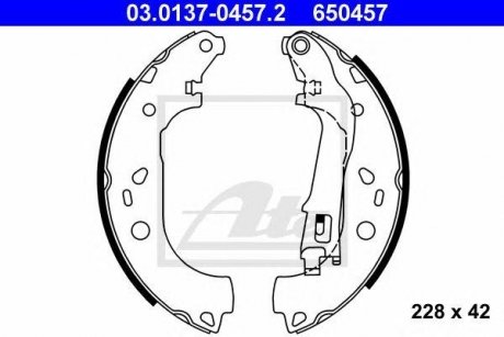 Купити Гальмівні колодки, барабанні Fiat Doblo, Opel Combo, Lancia Musa ATE 03013704572 (фото1) підбір по VIN коду, ціна 1642 грн.