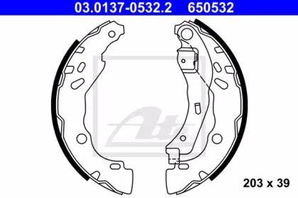 Купить Колодки тормозные барабанные Комплект Dacia Logan, Renault Clio, Logan, Sandero ATE 03013705322 (фото1) подбор по VIN коду, цена 1499 грн.