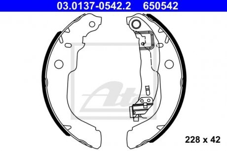 Колодки тормозные барабанные Комплект Peugeot 208, 207, Citroen C3, DS3, C-Elysee ATE 03013705422