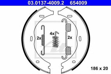 Купить Колодки тормозные барабанные Комплект Mercedes Vito, V-Class ATE 03013740092 (фото1) подбор по VIN коду, цена 2698 грн.