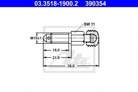 Штуцер прокачки тормозов Seat Ibiza, Audi 80, 100, Volkswagen Polo, Golf, Jetta, Passat, Transporter, Vento, Seat Toledo, Audi A6 ATE 03351819002