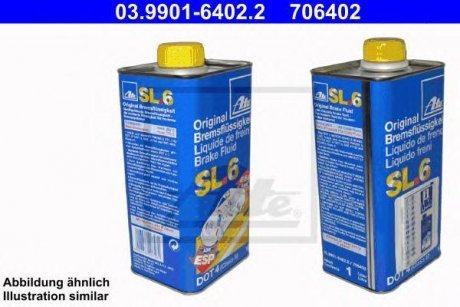 Купить Тормозная жидкость SL6 DOT4 ASR/ESP 1L ATE 03.9901-6402.2 (фото1) подбор по VIN коду, цена 706 грн.