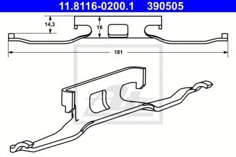 Комплект монтажний колодок Mercedes W901, W902, Vito, V-Class, W903, W904 ATE 11.8116-0200.1