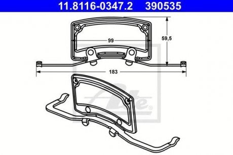 Купить Комплект монтажний колодок Audi A6, Volkswagen Phaeton, Audi A8 ATE 11.8116-0347.2 (фото1) подбор по VIN коду, цена 1242 грн.