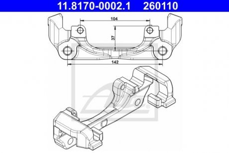 Скоба переднього супорта Renault Megane, Fluence, Scenic, Grand Scenic, Duster, Captur ATE 11817000021