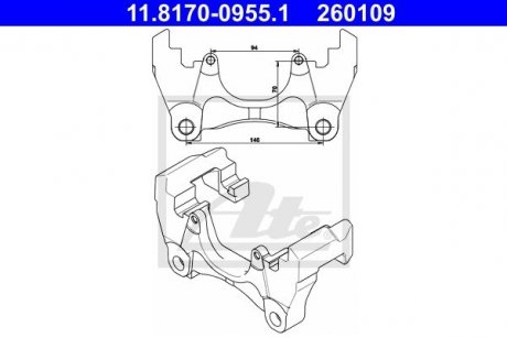 Купити Кронштейн суппорта Volkswagen Multivan, Transporter ATE 11817009551 (фото1) підбір по VIN коду, ціна 4202 грн.