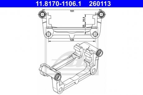 Купить Кронштейн супорта Opel Astra, Chevrolet Cruze ATE 11817011061 (фото1) подбор по VIN коду, цена 3446 грн.