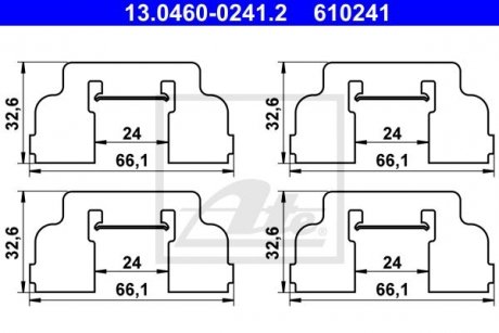 Комплектующие для тормозных колодок Renault 19, Twingo, Dacia Logan, Renault Megane, Clio ATE 13046002412