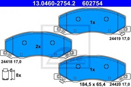 Купити Гальмівні колодки SAAB 9-5, Opel Insignia ATE 13.0460-2754.2 (фото1) підбір по VIN коду, ціна 3028 грн.