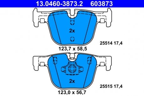 Комплект тормозных колодок, дисковый тормоз BMW F30, F32, F31, F33, F34, F36 ATE 13.0460-3873.2