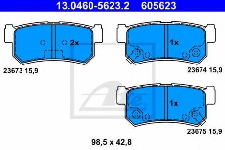 Купити Гальмівні колодки, дискові SsangYong Kyron, Rexton, Actyon ATE 13046056232 (фото1) підбір по VIN коду, ціна 1812 грн.