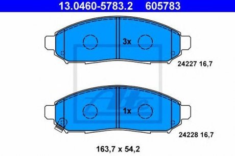 Купить Комплект тормозных колодок, дисковый тормоз Nissan Leaf, Navara, Pathfinder ATE 13.0460-5783.2 (фото1) подбор по VIN коду, цена 2637 грн.