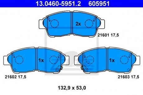 Купить Колодки тормозные дисковые, Комплект Toyota Carina, Corolla, Celica, Rav-4, Camry ATE 13046059512 (фото1) подбор по VIN коду, цена 1155 грн.
