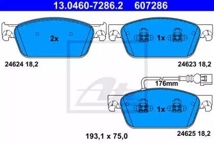 Купить Комплект тормозных колодок, дисковый тормоз Volkswagen Transporter, Multivan ATE 13.0460-7286.2 (фото1) подбор по VIN коду, цена 4231 грн.