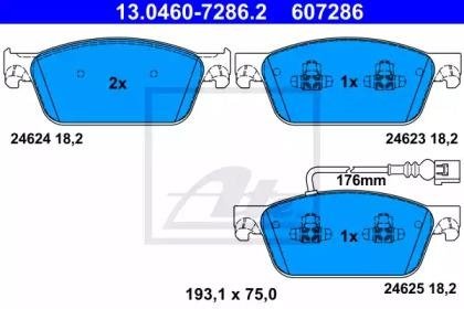 Комплект гальмівних колодок Volkswagen Transporter, Multivan ATE 13.0460-7286.2