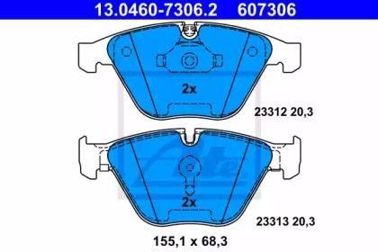 Купити Колодки гальмівні дискові, Комплект BMW E65, E66 ATE 13046073062 (фото1) підбір по VIN коду, ціна 5008 грн.