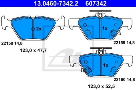 Купити Гальмівні колодки, дискові Subaru Outback ATE 13046073422 (фото1) підбір по VIN коду, ціна 1648 грн.