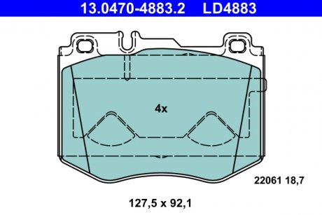 Комплект тормозных колодок из 4 шт. дисков Mercedes GLC-Class ATE 13.0470-4883.2