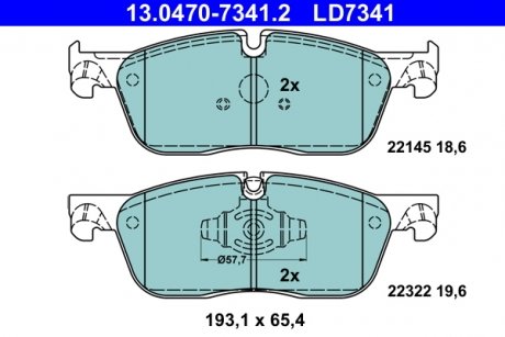 Колодки тормозные дисковые керамические, Комплект Jaguar XE, XF ATE 13047073412