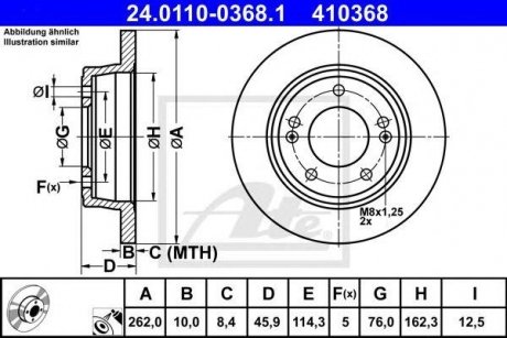 Купити Диск гальмівний Hyundai Veloster, Elantra, KIA Soul, Cerato, Hyundai Creta ATE 24011003681 (фото1) підбір по VIN коду, ціна 2462 грн.