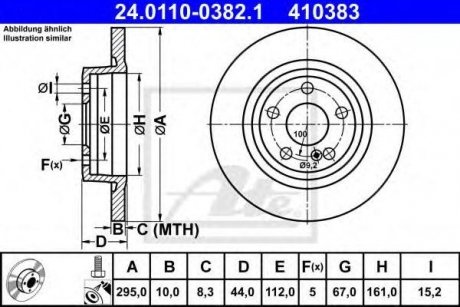 Купить Диск тормозной Mercedes W246, CLA-Class, W176, GLA-Class ATE 24011003821 (фото1) подбор по VIN коду, цена 2161 грн.