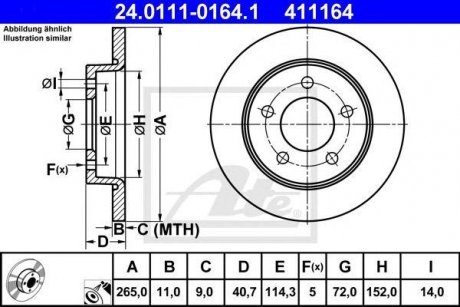 Купити Гальмівний диск Mazda 3 ATE 24011101641 (фото1) підбір по VIN коду, ціна 1726 грн.