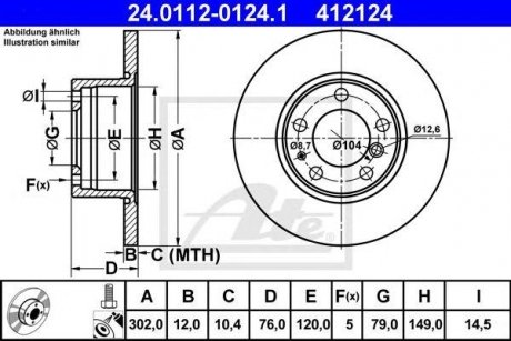 Диск тормозной передний BMW E34 ATE 24.0112-0124.1