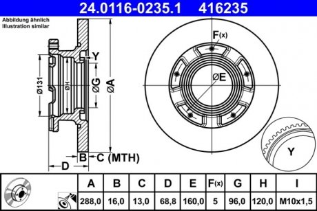 Тормозной диск Ford Transit ATE 24011602351