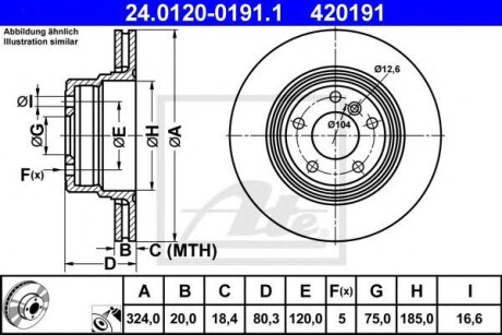 Диск гальмівний задний ATE 24012001911