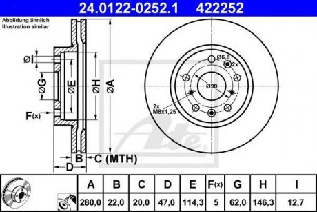 Гальмівний диск Suzuki SX4 ATE 24.0122-0252.1