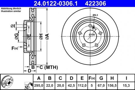 Гальмівний диск Mercedes CLA-Class, W176, GLA-Class ATE 24012203061