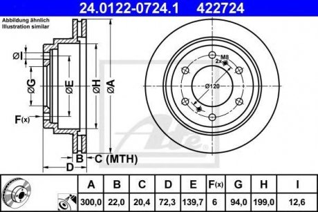 Гальмівний диск Mitsubishi Pajero ATE 24.0122-0724.1