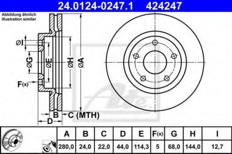 Диск тормозной Nissan Juke ATE 24.0124-0247.1