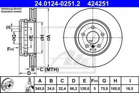 Гальмівний диск двосекційний BMW F30, F32, F34, F31, F33, F36 ATE 24012402512