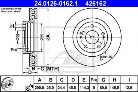 Купити Гальмівний диск Mitsubishi Grandis ATE 24012601621 (фото1) підбір по VIN коду, ціна 2503 грн.