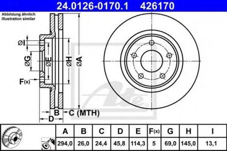 Тормозной диск Citroen C4, Mitsubishi ASX ATE 24.0126-0170.1
